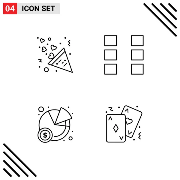 Creative Icons Modern Signs Symbols Celebration Pie Love Cards Editable — Stock Vector