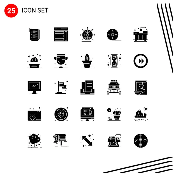 Stock Vector Icon Pack Line Signs Symbols Reel Film User — Stockový vektor