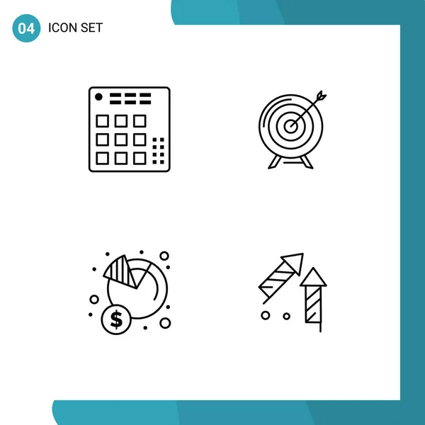 Universal Line Signs Symbols Audio Goal Live Aim Success Editable — Stock Vector