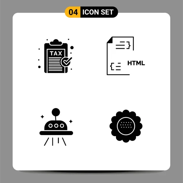 Modern Set Solid Glyphs Pictograph Excise Html Payment Develop Space — Vector de stock