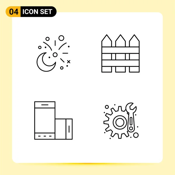 Universal Icon Symbols Group Modern Filledline Flat Colors Moon Protection — 스톡 벡터