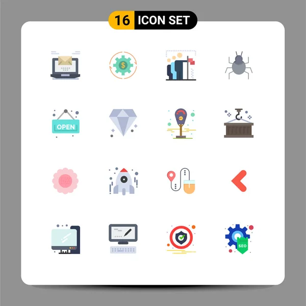 16行符号和符号的库存向量包 用于Bug Group Make Win Flag可编辑的创意向量设计元素包 — 图库矢量图片
