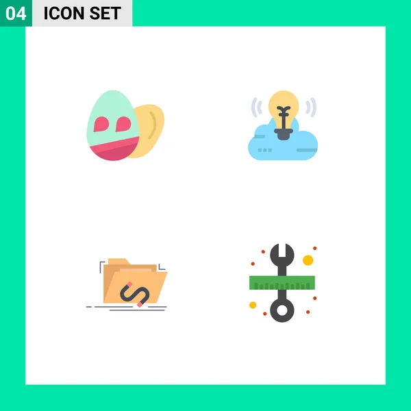 Creative Icons Modern Signs Sysymbols Egg File Bulb Creative Campaign — Vector de stock