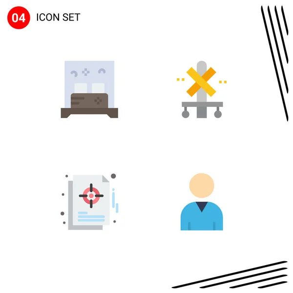Flat Icon Pack Mit Universellen Symbolen Für Bett Fokus Schlaf — Stockvektor