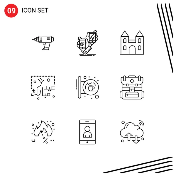 Vector Stock Icon Pack Líneas Señales Símbolos Para Carta Mubarak — Vector de stock