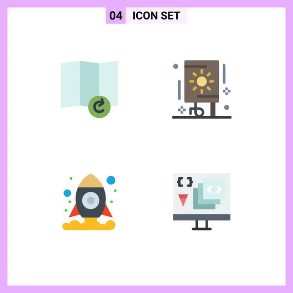 Set Von Vector Flat Icons Grid Für Karte App Festival — Stockvektor