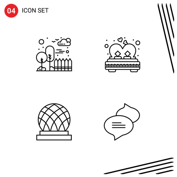 Творческие Иконы Современные Знаки Символы Здания Здания Парка Любви Города — стоковый вектор