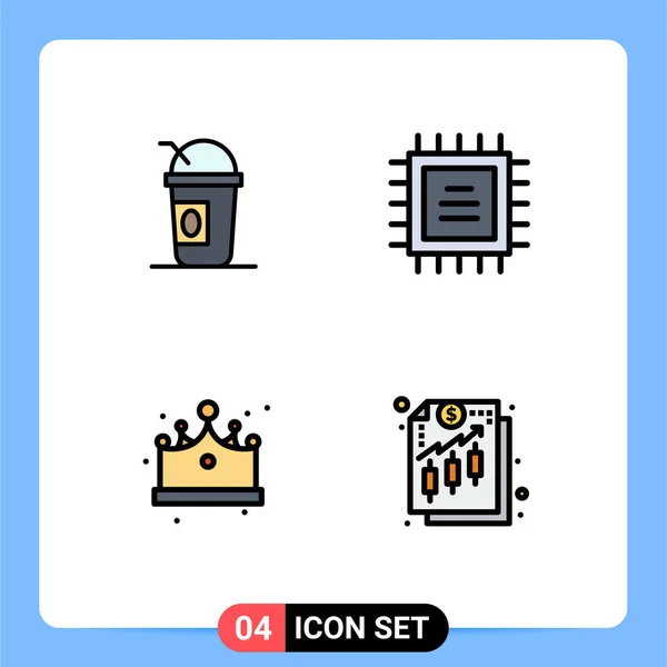 Pictogram Set Egyszerű Filledline Flat Színek Amerika Ékszerek Államok Cpu — Stock Vector