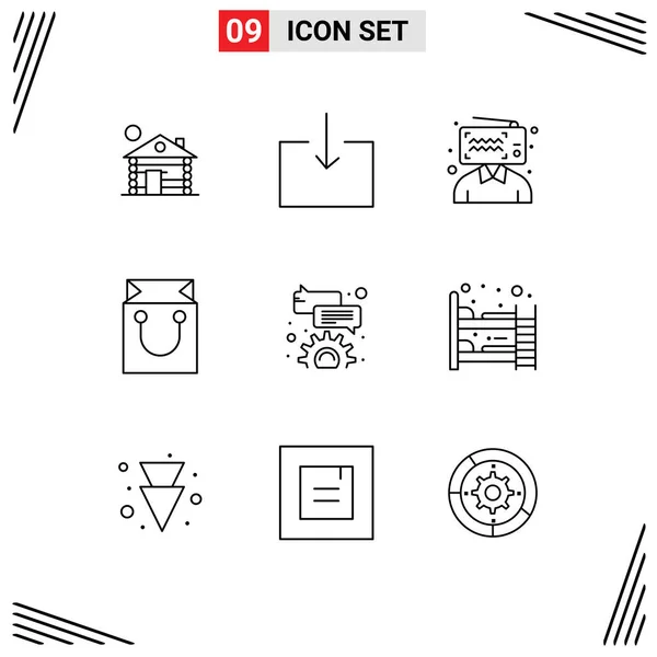 Set Modern Icons Símbolos Sinais Para Configurar Bolha Blogging Compras — Vetor de Stock