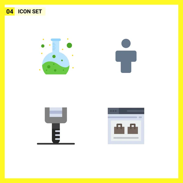 Modern Set Flat Icons Pictograph Chemistry Peeler Avatar Profile Internet — Vector de stock