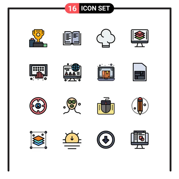 Set Modern Icons Sysymbols Signs Mobile Apps Chef Screen Code — Vector de stock