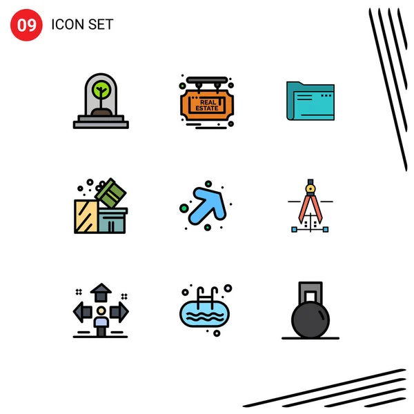 Universal Icon Symbols Group Modern Filledline Flat Colors Box Storage — Vector de stoc