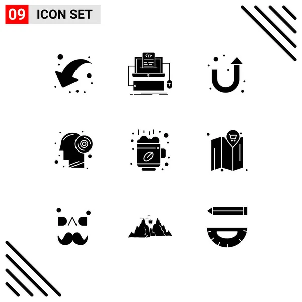 User Interface Solid Glyph Pack Modern Signs Symbols Break Productivity — Stock Vector