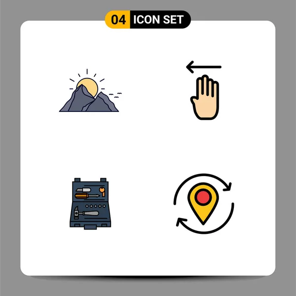 Creative Icons Modern Signs Symbols Hill Tools Mountain Four Construction — Stock Vector