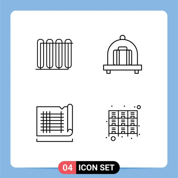 User Interface Line Pack Modern Signs Sysymbols Battery House Radiator — Vector de stock