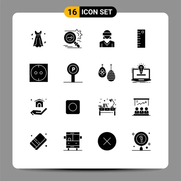 Universal Solid Glyph Signs Symbole Für Elektrik Maß Sicherheit Design — Stockvektor