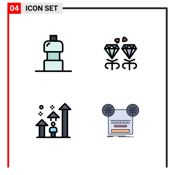 Stock Vector Icon Pack Mit Linienzeichen Und Symbolen Für Wasser — Stockvektor