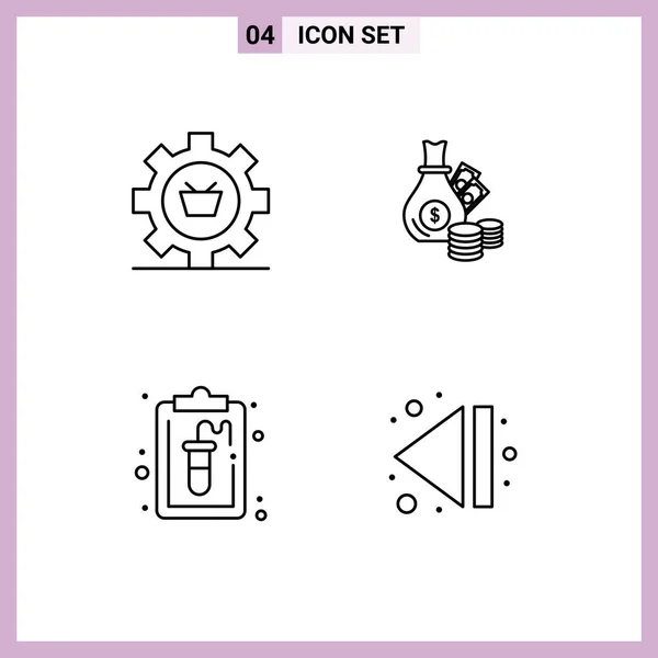 4ユーザーインターフェイスラインカート コイン コマース クリップボードの現代的な記号や記号のパック編集可能なベクトルデザイン要素 — ストックベクタ