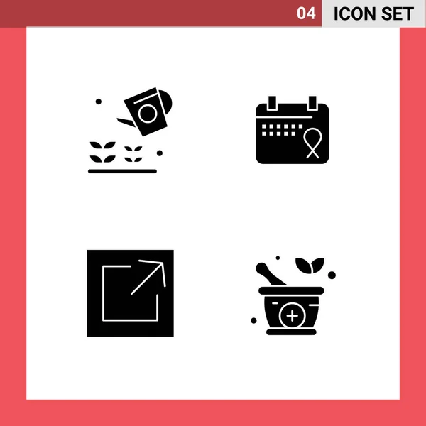 Set Modern Icons Sysymbols Signs Agriculture Link Sprinkier Operation Herbal — Archivo Imágenes Vectoriales