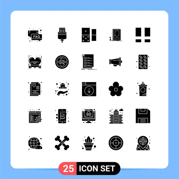 Vector Solid Glyphs 이루어진 인터페이스 Usb Editable Vector Design Elements — 스톡 벡터