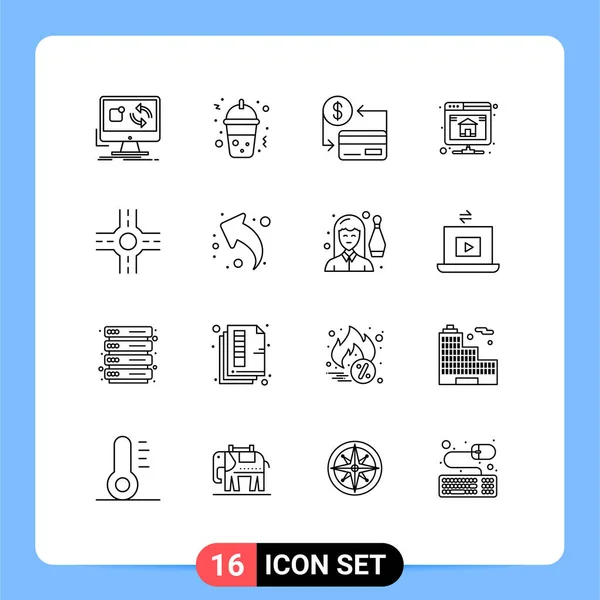 Creative Icons Modern Signs Sysymbols Crossroad Hosting Card Database Society — Vector de stock
