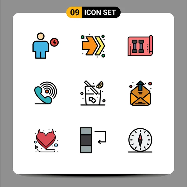 Pictogram Set Simple Filledline Flat Barvy Šťávy Prstenu Vybavení Přijímače — Stockový vektor