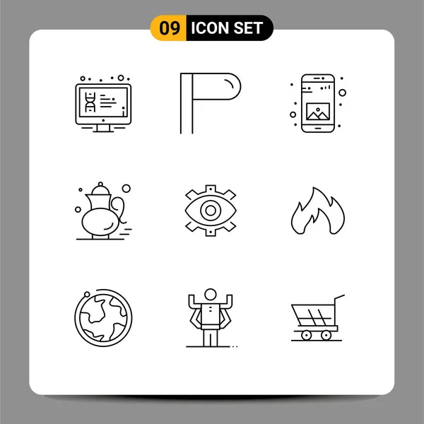 2014 Mobile Interface Outline Set Pictograms Creative Drink Application Gree — 스톡 벡터