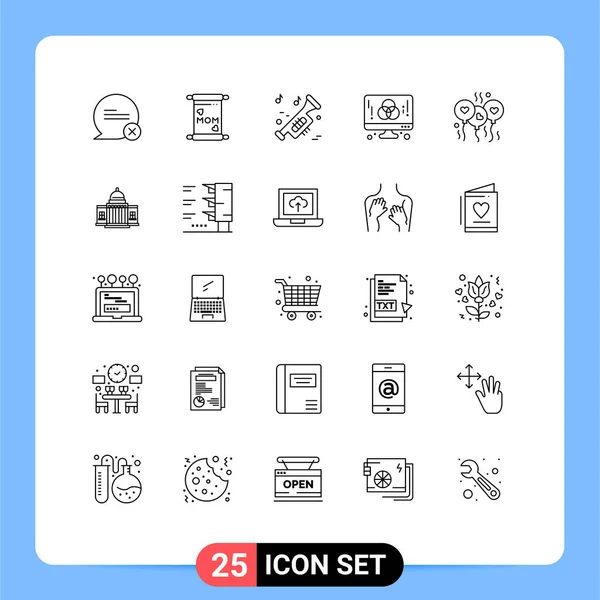 2014 Mobile Interface Line Set Pictograms Love Creative Music Graphic — 스톡 벡터