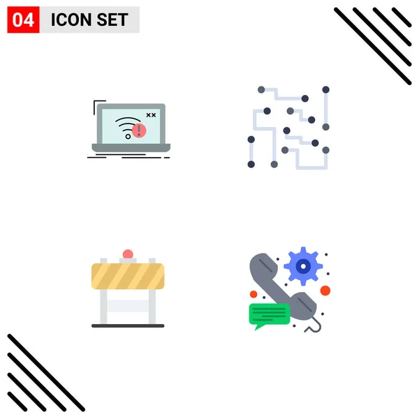 Flat Icon Confezione Simboli Universali Connessione Scienza Perso Circuiteria Scheda — Vettoriale Stock