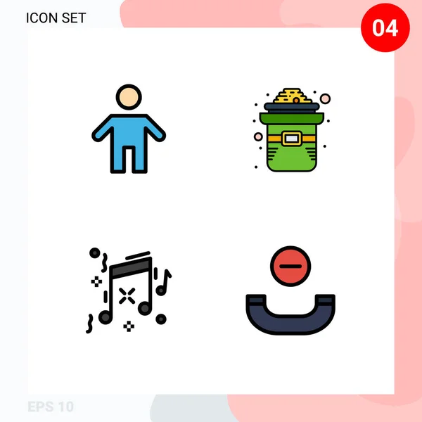 Universal Icon Symbols Group Modern Filledline Flat Colors Dad Music — Vetor de Stock