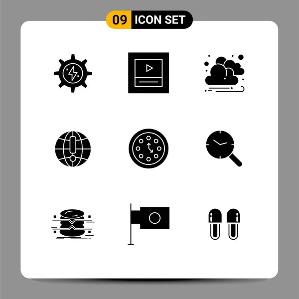 Stock Vector Icon Pack Líneas Signos Símbolos Para Tiempo Relojes — Vector de stock