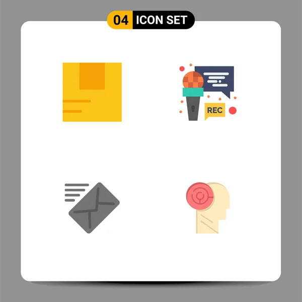 Mobile Interface Flat Icon Set Pictograms Box Mail Transport Recording — Archivo Imágenes Vectoriales