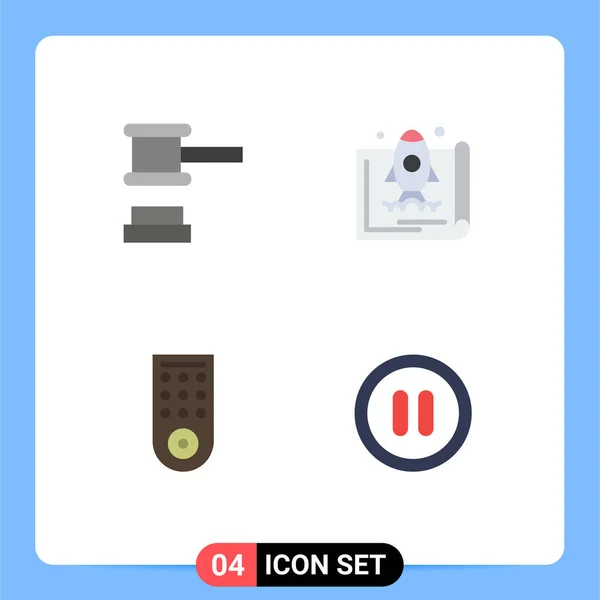 Flat Icon Pack Symboles Universels Vente Aux Enchères Contrôle Outils — Image vectorielle