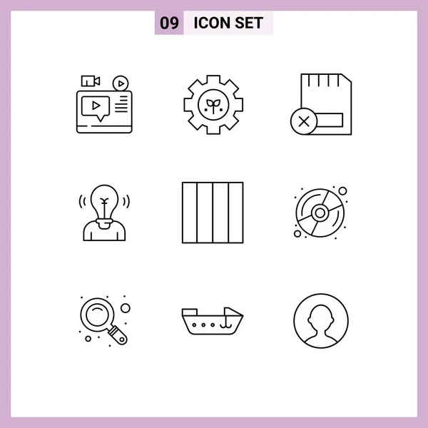 Set Van Moderne Pictogrammen Symbolen Voor Persoon Idee Instelling Lamp — Stockvector