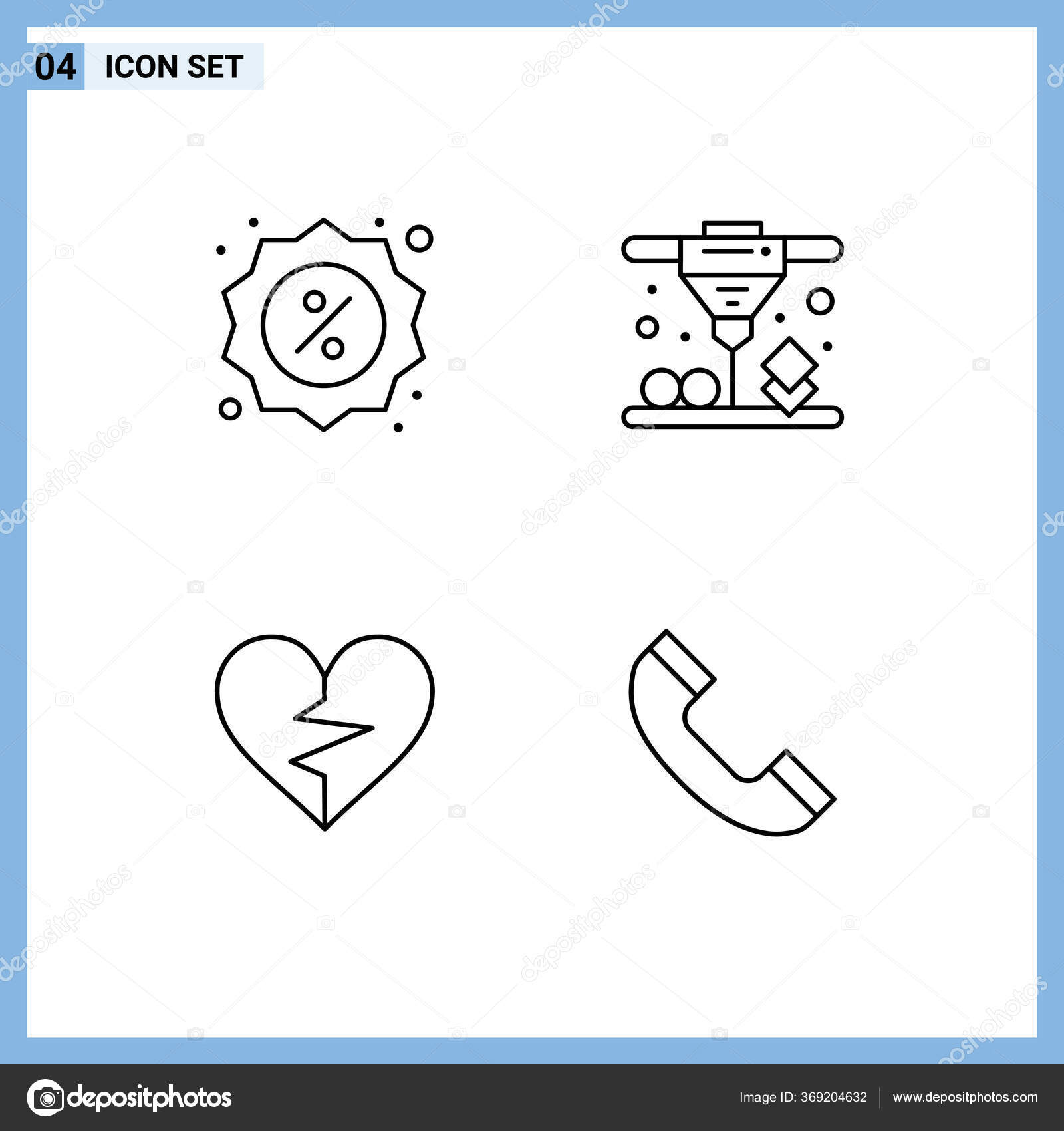 Group of 4 Filledline Flat Colors Signs and Symbols for commerce