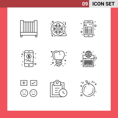 Mobil Web Siteleri ve Uygulamaları için 9 Özet kavramı vida, mobil, uygulama, yatırım, Düzenlenebilir Vektör Tasarım Elemanları