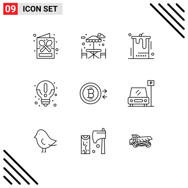 Set Vector Outlines Grid Bitcoin Information Birthday Idea Wedding Editable — Stock Vector