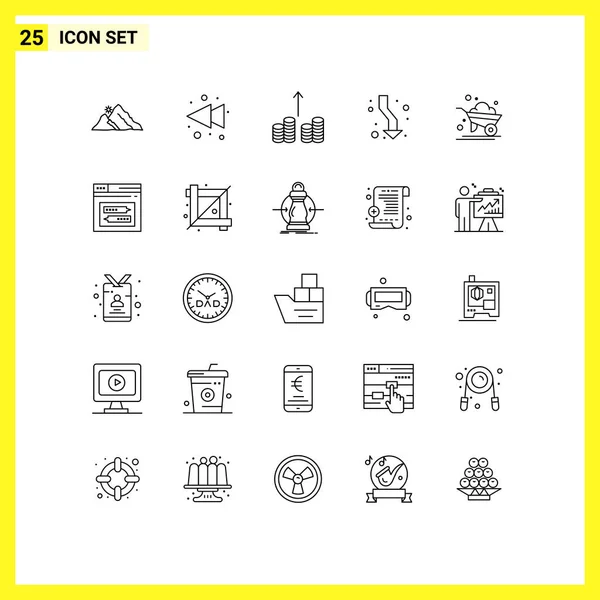 Modern Set Lines Pictograph Farm Cash Direction Arrows Editable Vector — Stock Vector