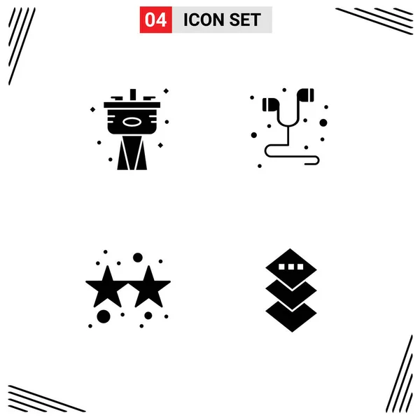 Set Modern Icons Sysymbols Signs Mechanical Firework System Music Stars — Vector de stock