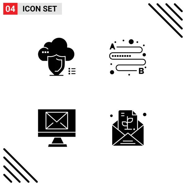 Set Von Modernen Symbolen Symbole Zeichen Für Cloud Mail Sicherheit — Stockvektor