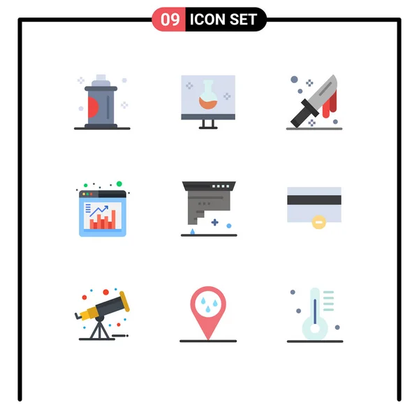 Thematic Vector Flat Colors Editable Sysymbols Chart Bar Echography Window — Vector de stock