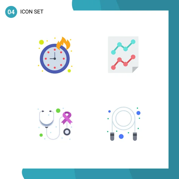 Group Flat Icons Signs Symbols Deadline Stethoscope Analytics Paper Care — Stock Vector