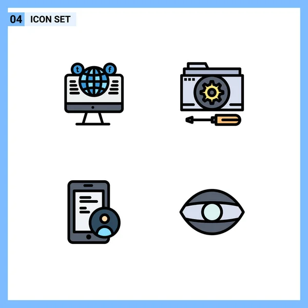 Stock Vector Icon Pack Líneas Signos Símbolos Para Sitio Web — Archivo Imágenes Vectoriales