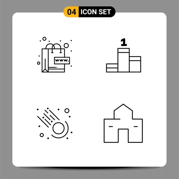 Stock Vector Icon Pack Mit Linienzeichen Und Symbolen Für Commerce — Stockvektor