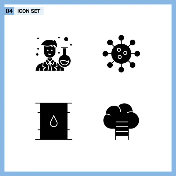 Set Modern Icons Sysymbols Signs Scientific Can Scientific Cell Cylinder — Vector de stock