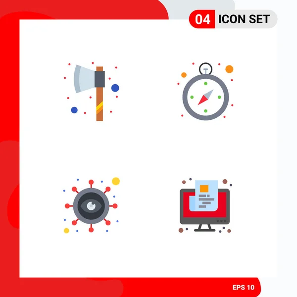 Pack Creative Flat Icons Axe Vision Compass Business Newspaper Editable — Stock Vector