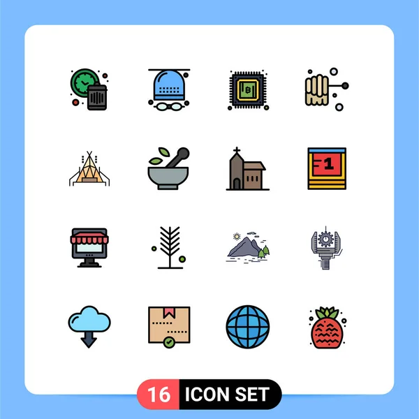 Универсальная Икона Представляет Собой Группу Современных Плоскоцветных Покрытий Больницы Палатки — стоковый вектор