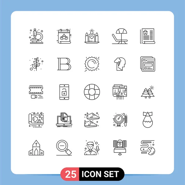 Creative Icons Modern Signs Symbols Olive Real Heart Estate Umbrella — Stock Vector