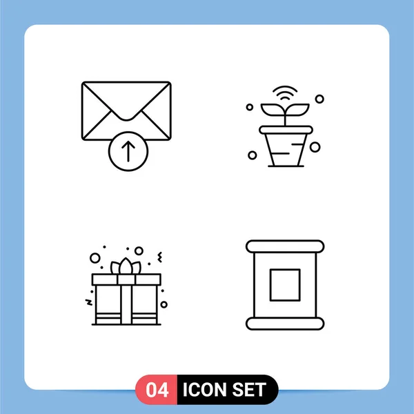 Pictogram Set Simple Filledline Flat Colors Mail Gift Box Internet — 스톡 벡터