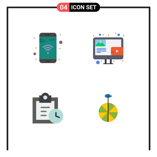 Pack Van Creatieve Flat Icons Van App Taken Wifi Inhoud — Stockvector